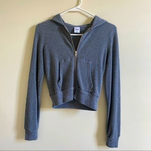 TNA GREY Waffle Zip Up Sweatshirt